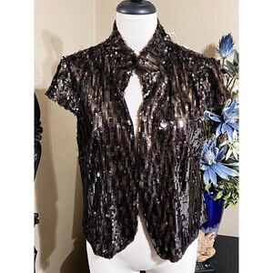 Sharon Young All Over Sequined Bolero Style Jacket  Size Medium